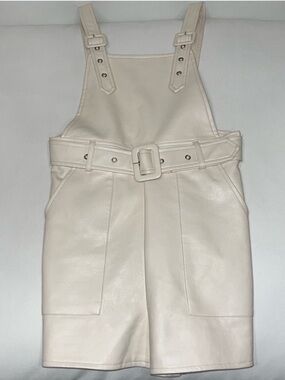 Cream Leather Belted Romper